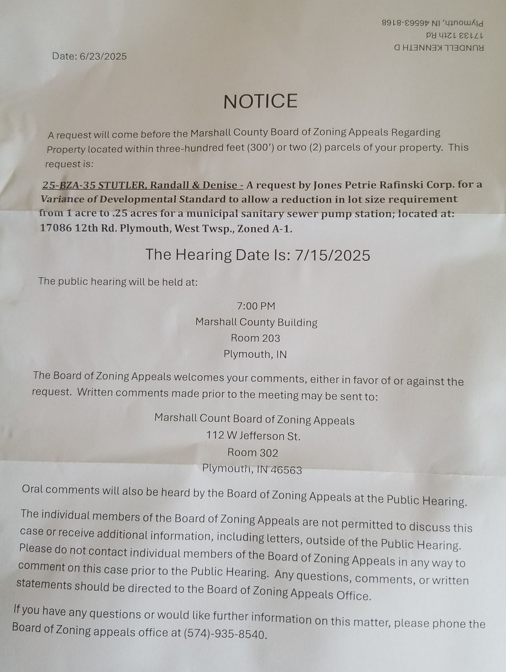 zoning notice